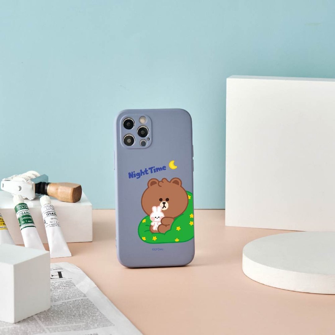 LINE FRIENDS MINI-熊大的晚安陪伴全包iPhone手机壳 - 手机壳/手机套 - 硅胶 多色