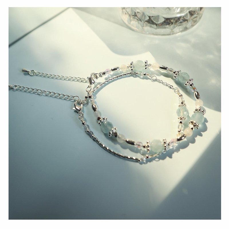 生日石系列 | 三月  | 海蓝宝  | 两件组合式手链 | - 手链/手环 - 水晶 蓝色