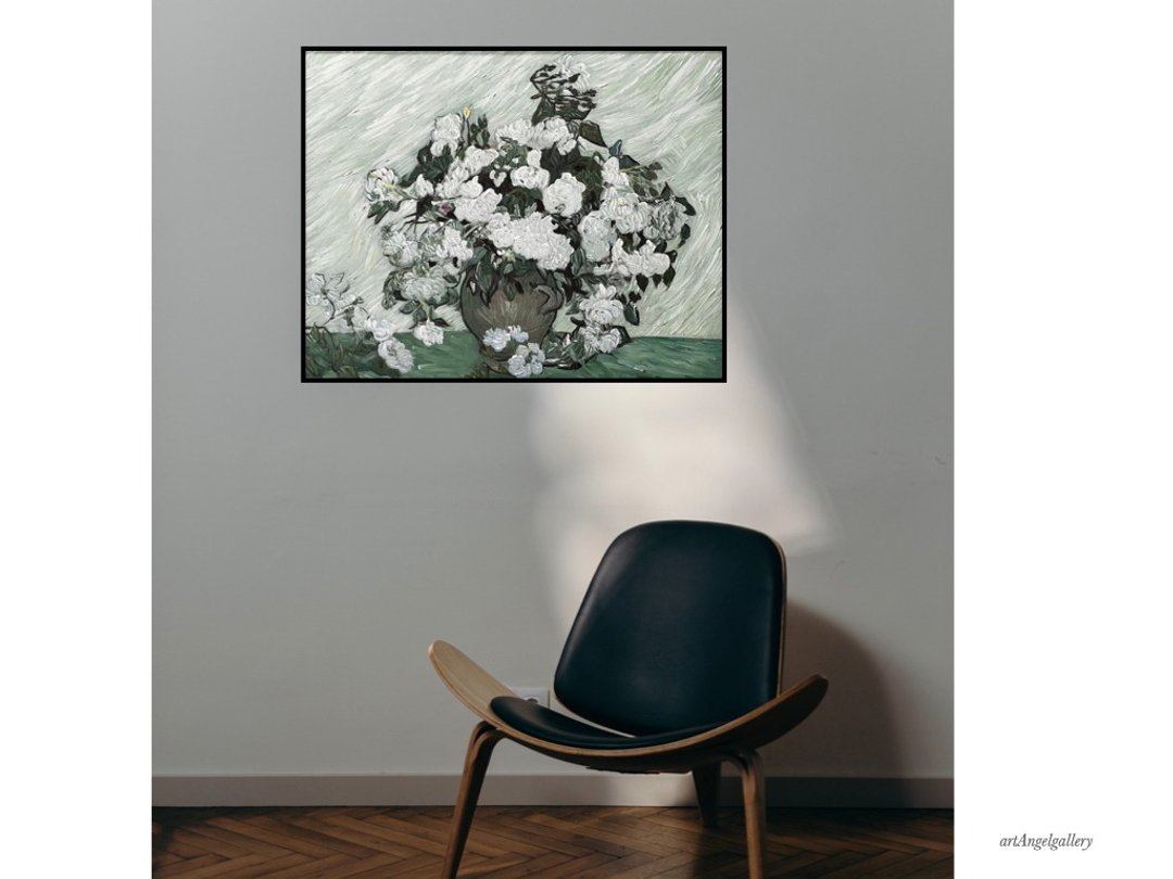 天使画廊复制油画/手工油画/印象派/梵谷/ 白玫瑰/艺术画作 - 海报/装饰画/版画 - 棉．麻 