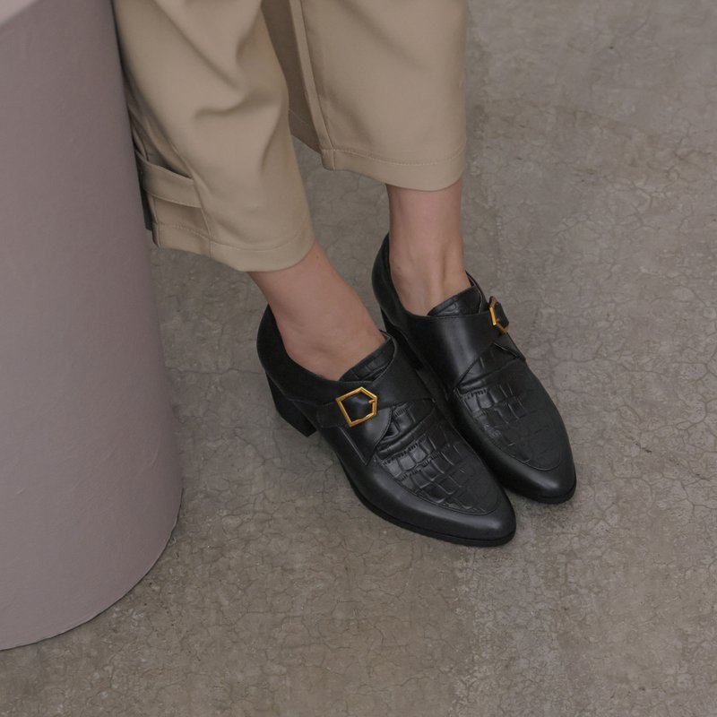 复古女孩-经典粗高跟皮鞋-黑色 - 其他女款皮鞋 - 真皮 黑色