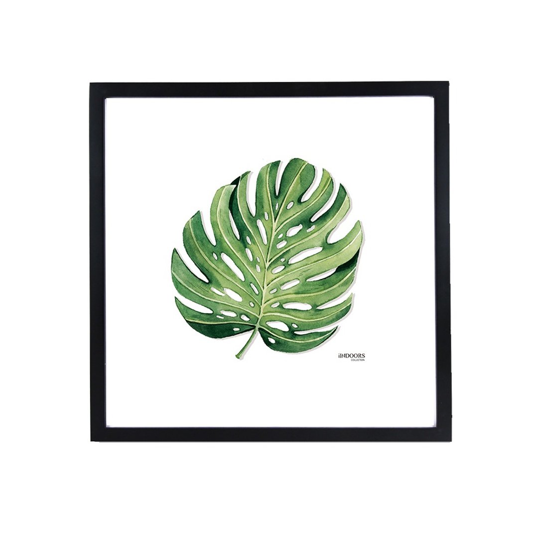 北欧装饰画相框 龟背芋 绿叶 43x43cm 室内设计 清新 摆设 画框 - 海报/装饰画/版画 - 木头 绿色