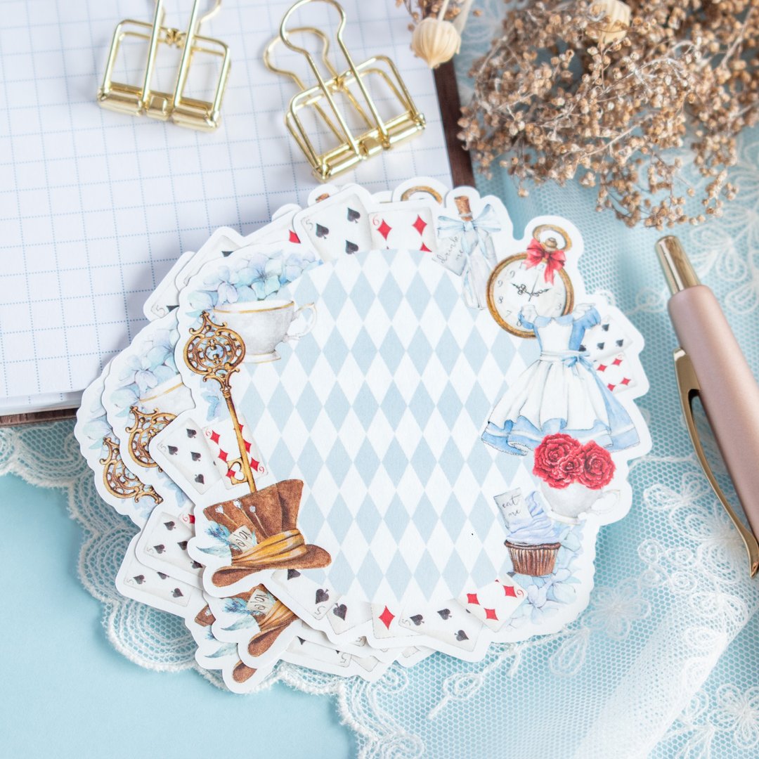 Alice in Wonderland Die-cut memo / 25 pieces - 笔记本/手帐 - 纸 蓝色
