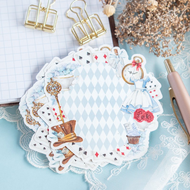 Alice in Wonderland Die-cut memo / 25 pieces - 笔记本/手帐 - 纸 蓝色