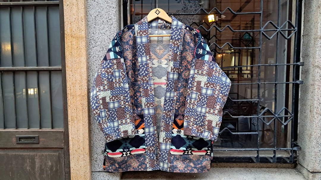 AMIN'S SHINY WORLD 几何民族对应拼接KIMONO  ONLY - 男装外套 - 棉 多色