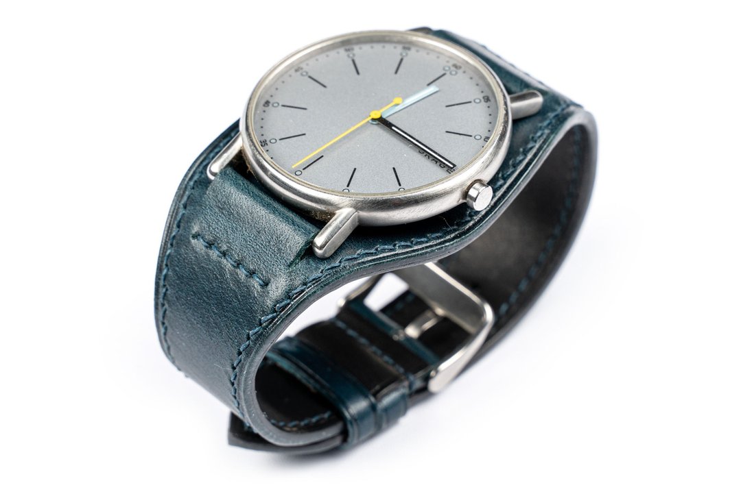 Asketica Men's Watch Straps - Full Bund Brown Veg Tanned Leather Band strap - 表带 - 真皮 蓝色