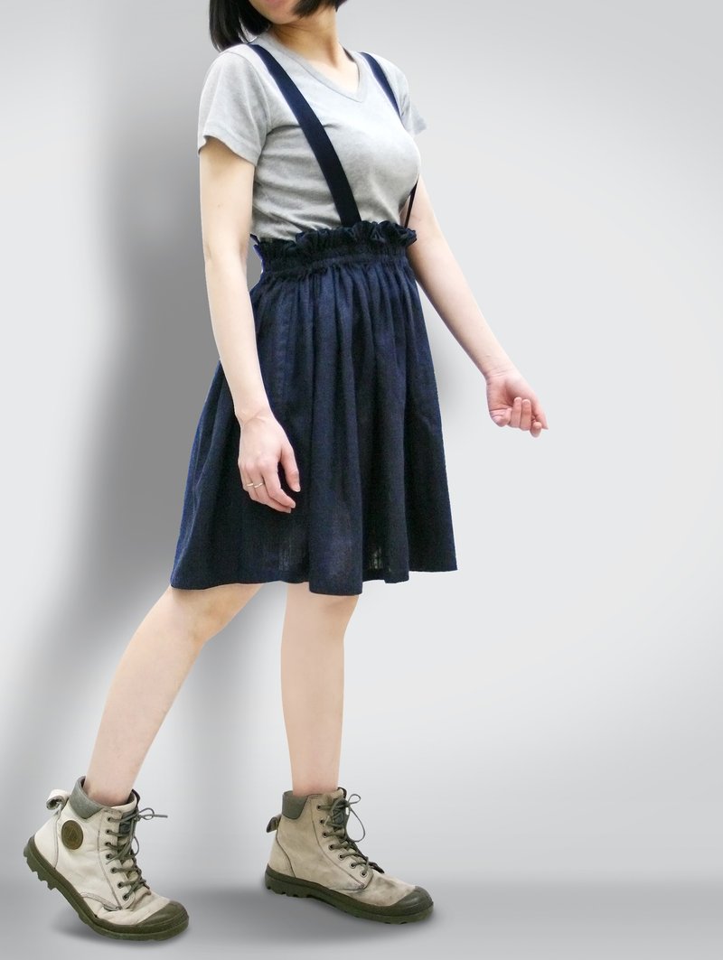 毛剪-松紧吊带裙 - 裙子 - 棉．麻 