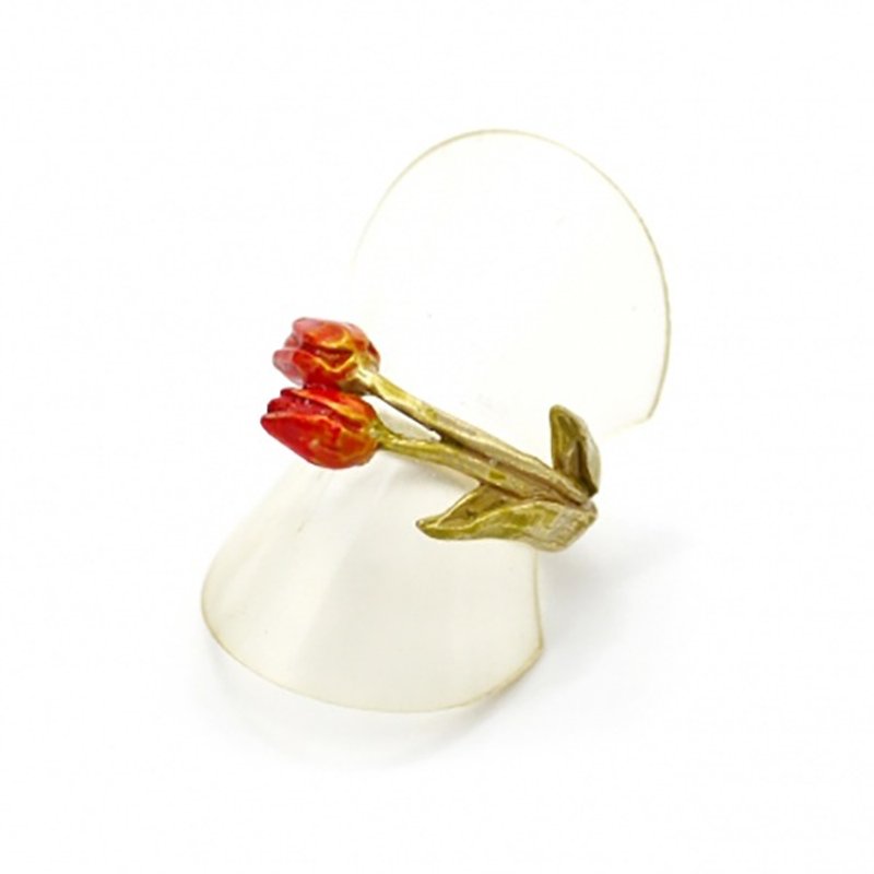 Tulip Ring Red Tulip Red / Ring RN117RE - 戒指 - 其他金属 红色