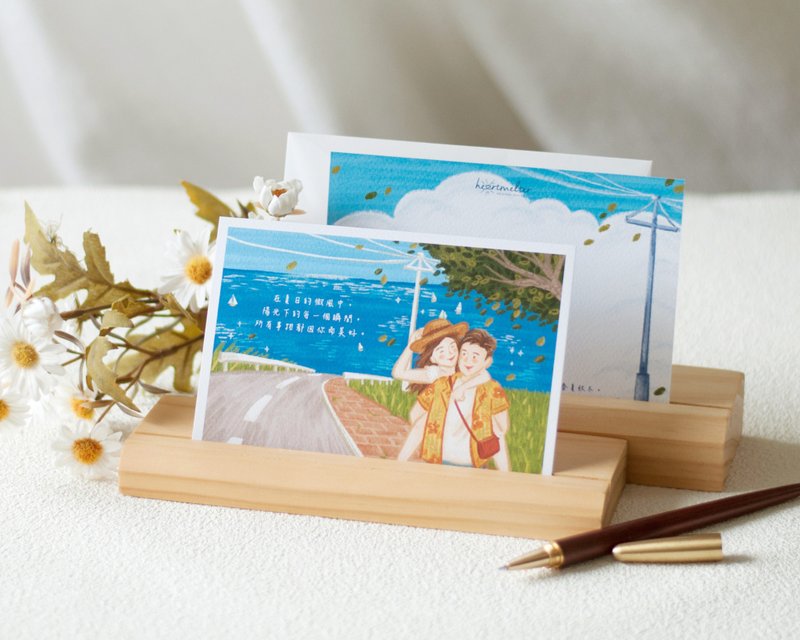 情人节情侣心意卡-四季-夏 - 卡片/明信片 - 纸 蓝色