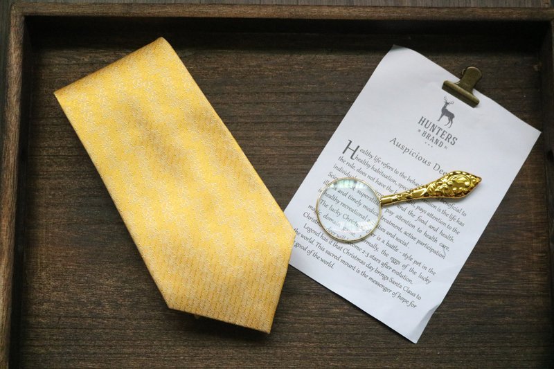 真丝商务系列领带黄色藤蔓简约精英necktie - 领带/领带夹 - 丝．绢 黄色