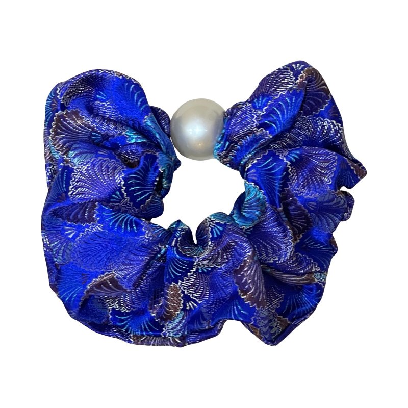 锦浪珥 大尺寸带饰 织锦缎发圈 发束 大肠圈 发带 发绳 - 发饰 - 丝．绢 蓝色