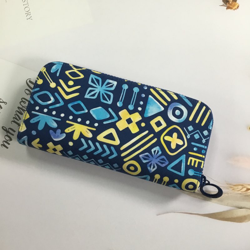 幸运招财丰巢长夹 -北欧神话 - 皮夹/钱包 - 棉．麻 蓝色