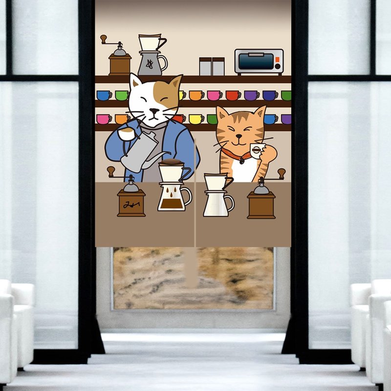 猫咪 手冲咖啡 门帘 - 门帘/门牌 - 棉．麻 多色