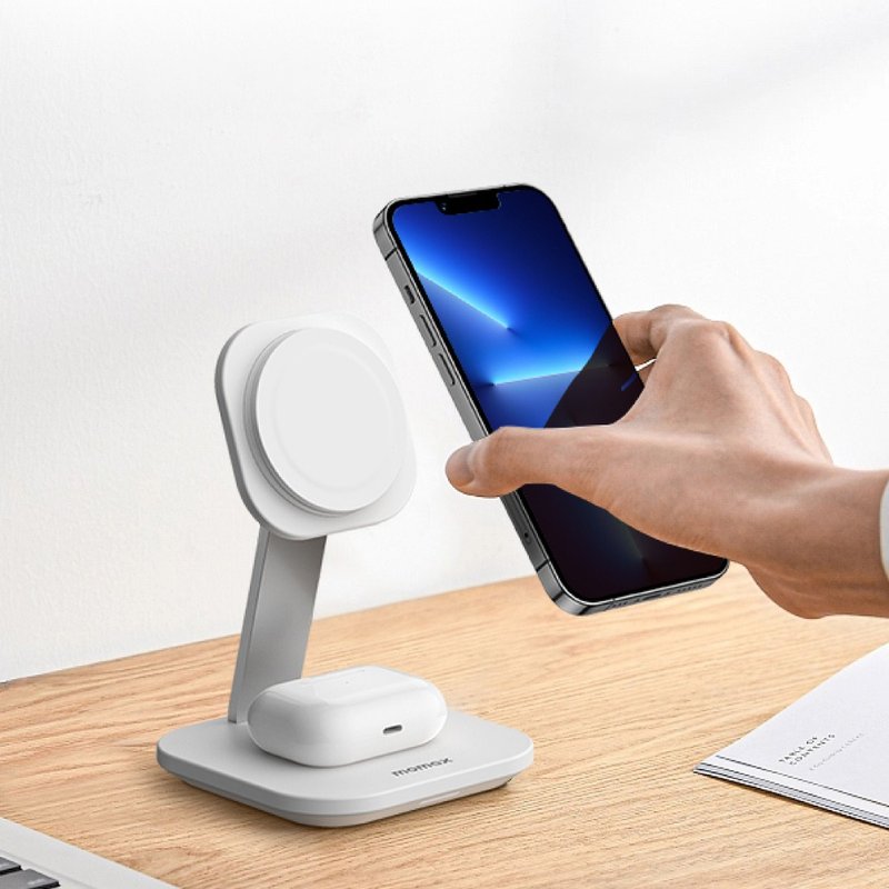 Momax Q.Mag Pro 2 二合一MagSafe无线充电座(UD25) - 手机充电及周边 - 铝合金 白色