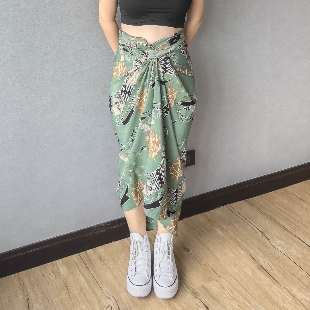 SADEVA 休闲度假风娘惹衫裙 - Verdigris Green 铜绿 - SAD011 - 裙子 - 棉 绿色