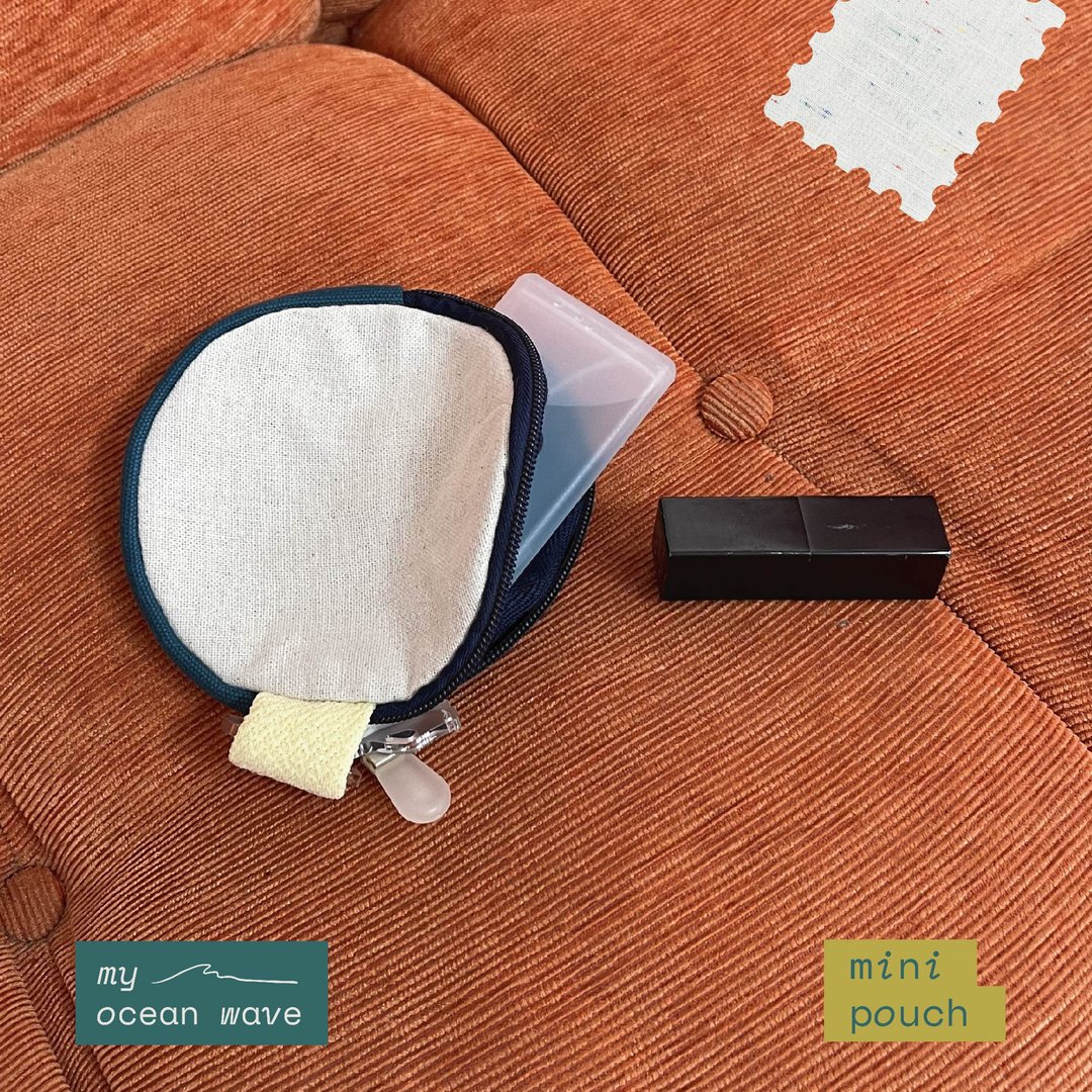 Express x place mini pouch - Coin bag : Ocean wave - 零钱包 - 棉．麻 橘色