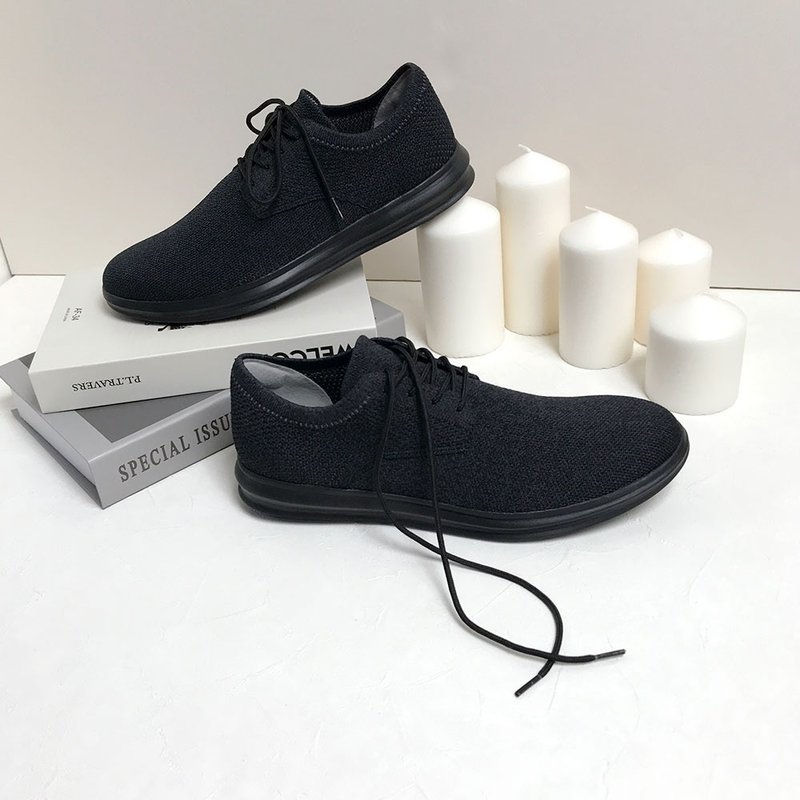 简约德比鞋/黑灰 - 男款牛津鞋/乐福鞋 - 聚酯纤维 黑色