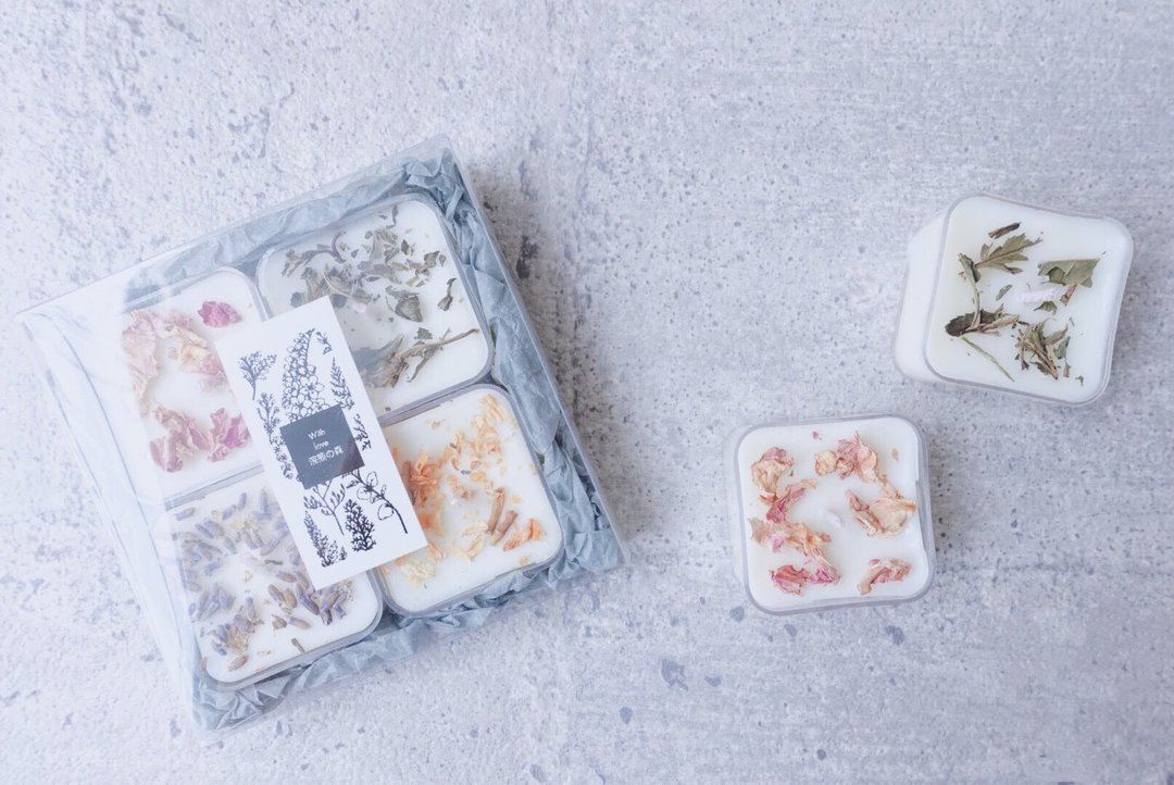 【定制化礼物】芳疗茶烛礼盒4入 100%天然大豆蜡烛 - 蜡烛/烛台 - 蜡 