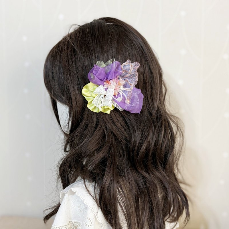 手工拼接 / 串珠发夹 BB夹 浏海夹 手工发饰 - 发饰 - 其他材质 绿色