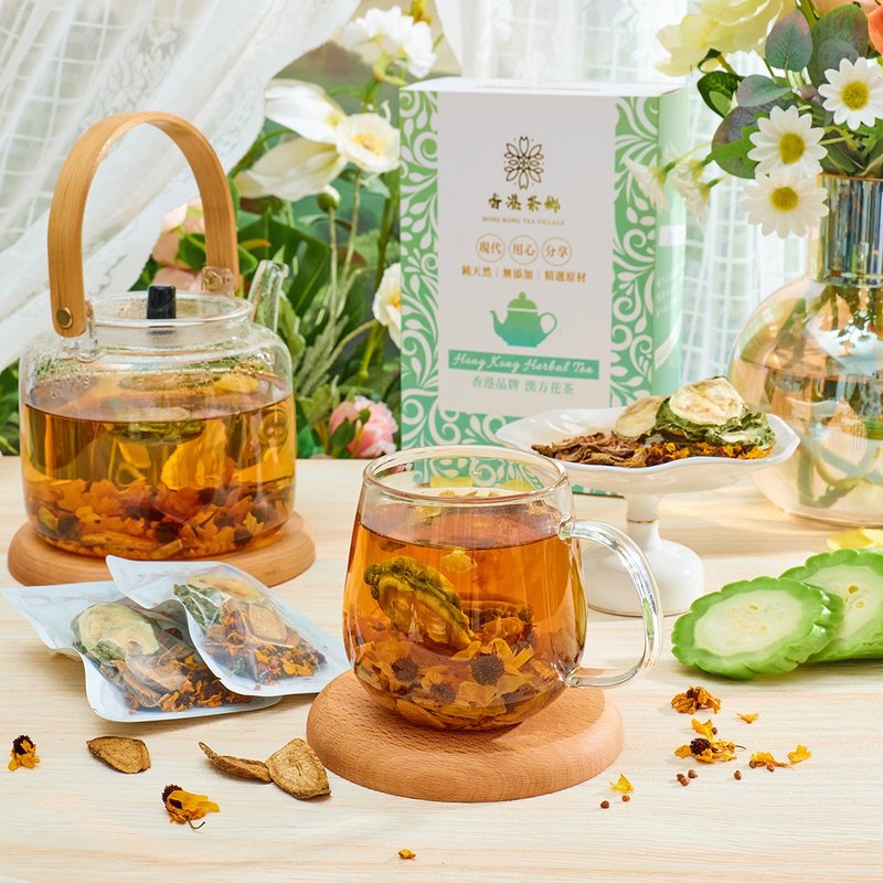 降降三高花茶 (12包/盒) 牛蒡片黑苦荞苦瓜片雪菊 降血压老人养生 - 茶 - 其他材质 