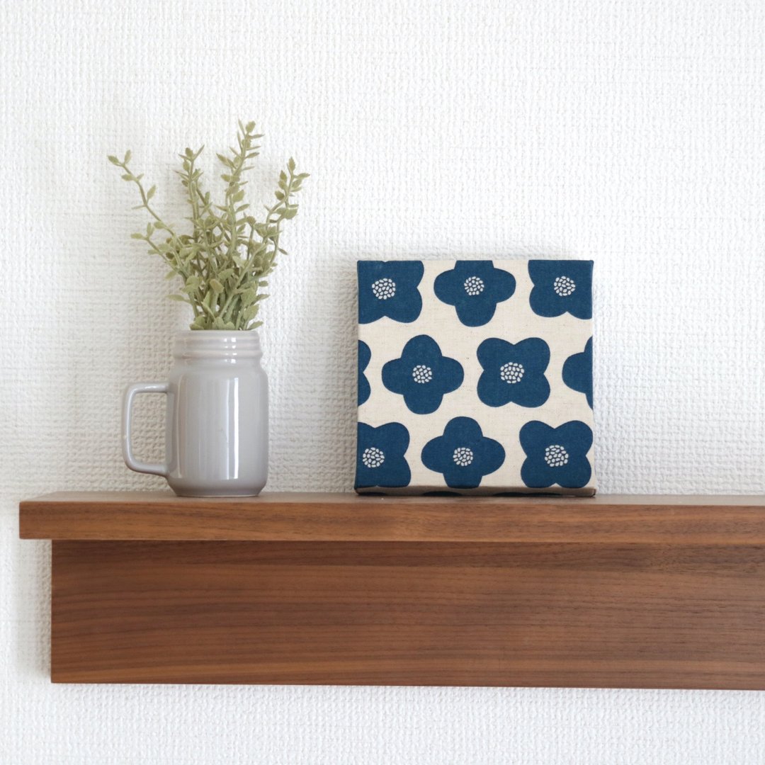 12x12cm Fabric Panel [Scandinavian Simple Flower Navy] - 墙贴/壁贴 - 棉 蓝色