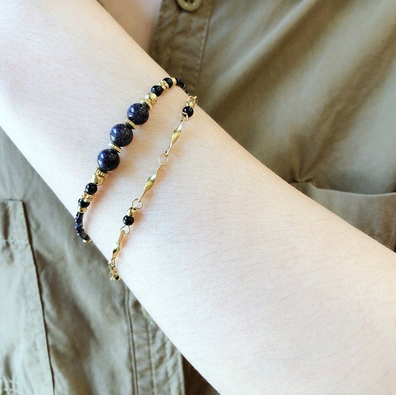 PUREST HOME 银河双耀 蓝砂石/黑玛瑙/天然石 荣耀招财手链 - 手链/手环 - 半宝石 