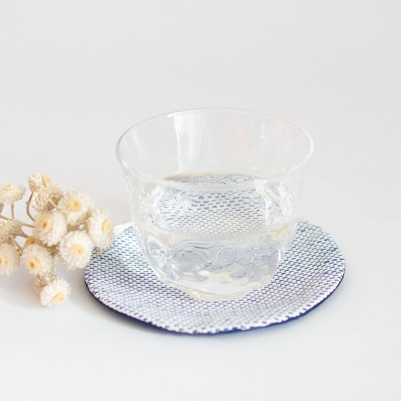 刺子绣杯垫_横栉 - 杯垫 - 绣线 蓝色