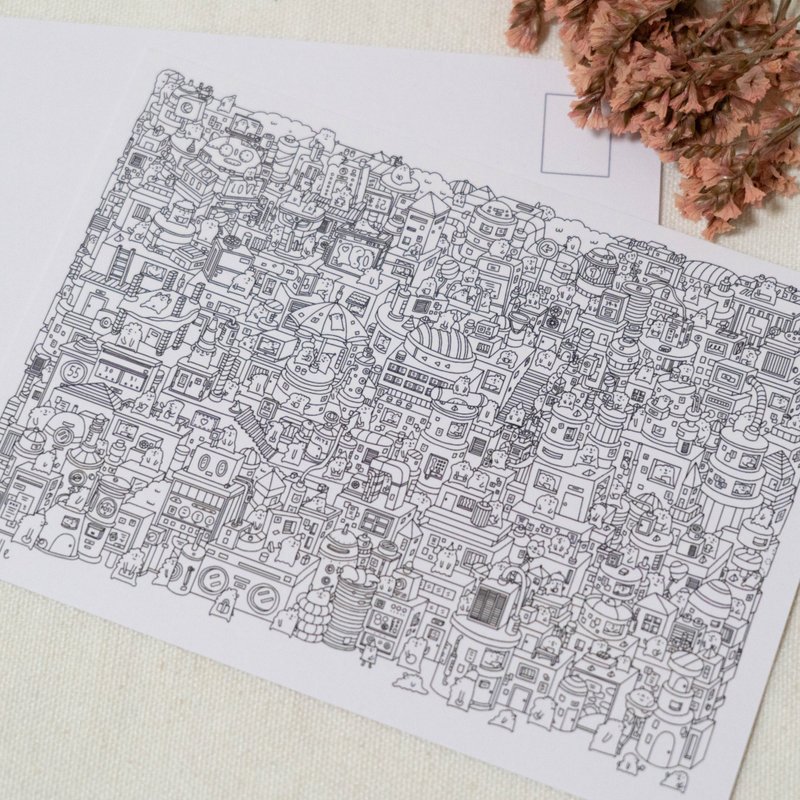 黑白涂鸦明信片 Set1 - 卡片/明信片 - 纸 黑色