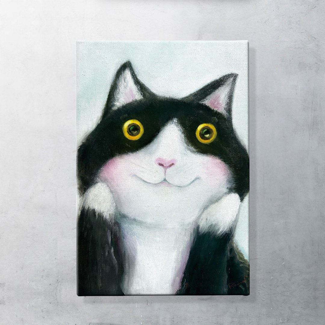 微笑油画系列 奔驰猫 复制画 - 海报/装饰画/版画 - 防水材质 