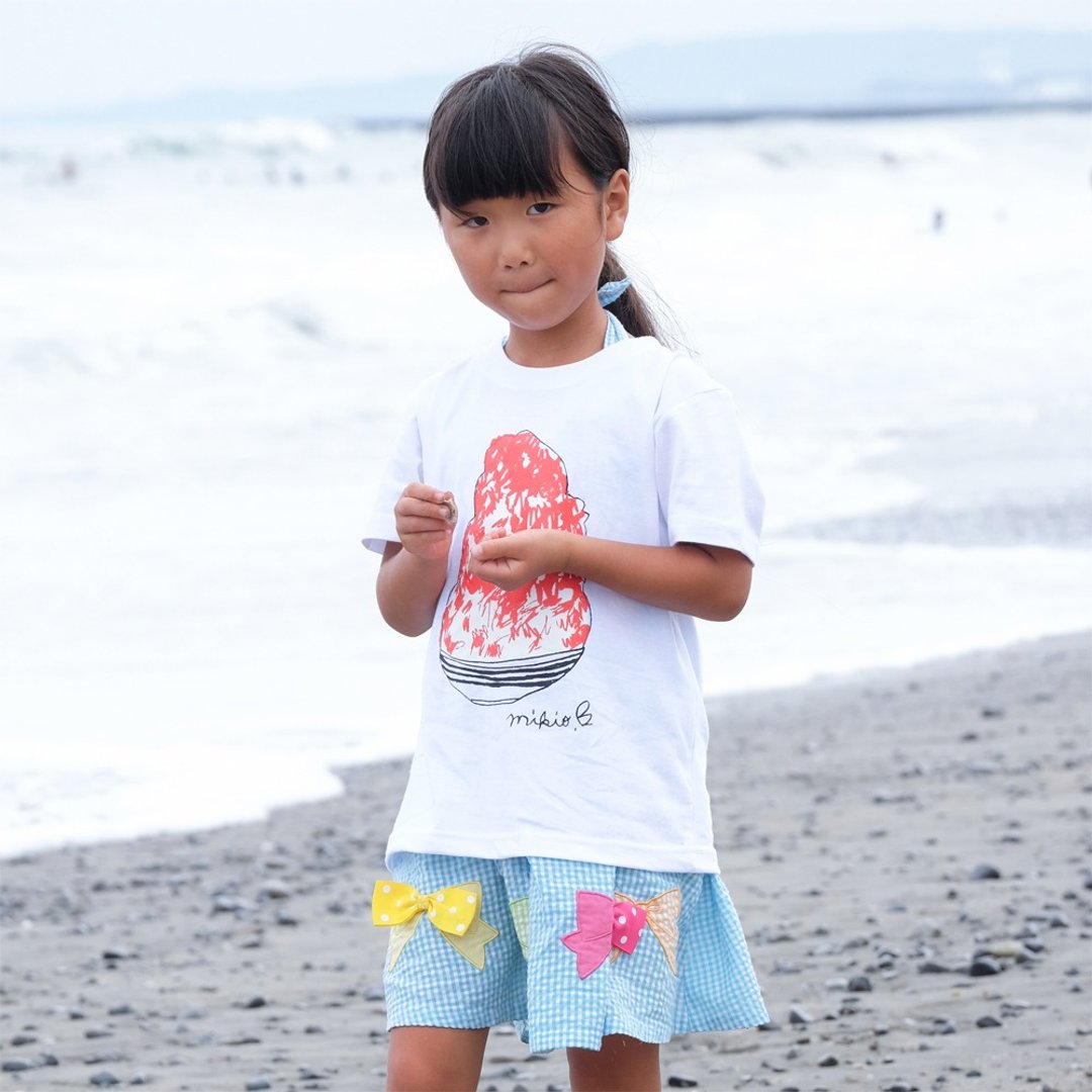 刨冰 Kakigori Shaved ice Kids T-shirt Strawberry - 童装上衣 - 棉 红色