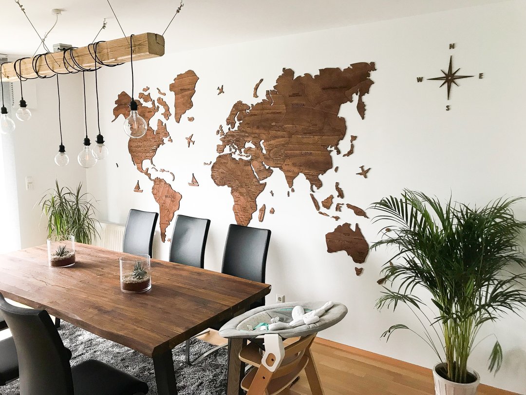 World Map Of The World Wall Decal Birthday New First Home Anniversary Gift - 墙贴/壁贴 - 木头 