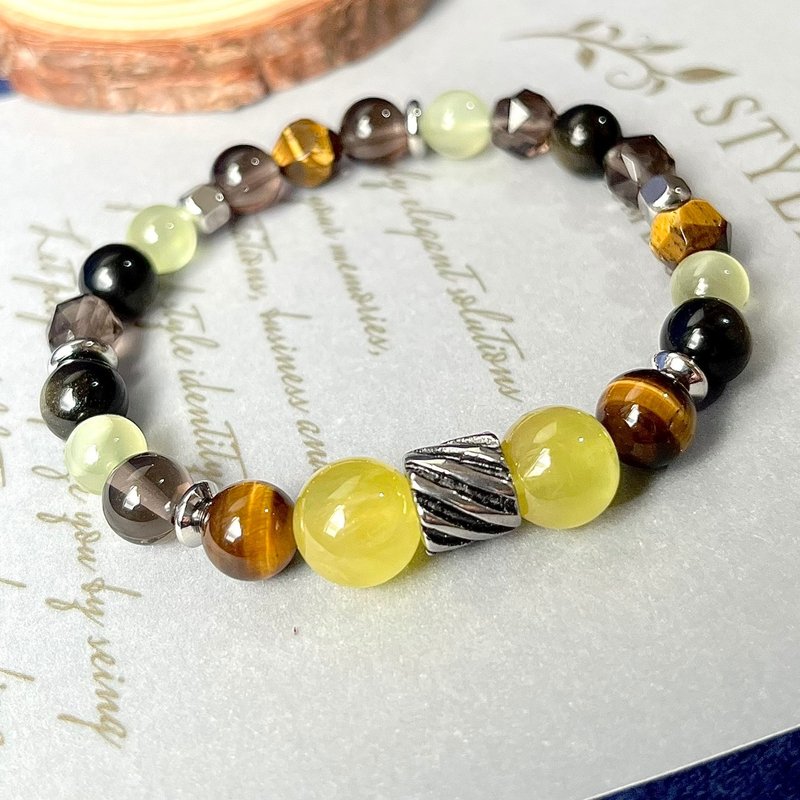 【行动力】水晶手链/冰曜石x黄虎眼x金黄葡萄石x金曜石|虎曜守护 - 手链/手环 - 水晶 多色