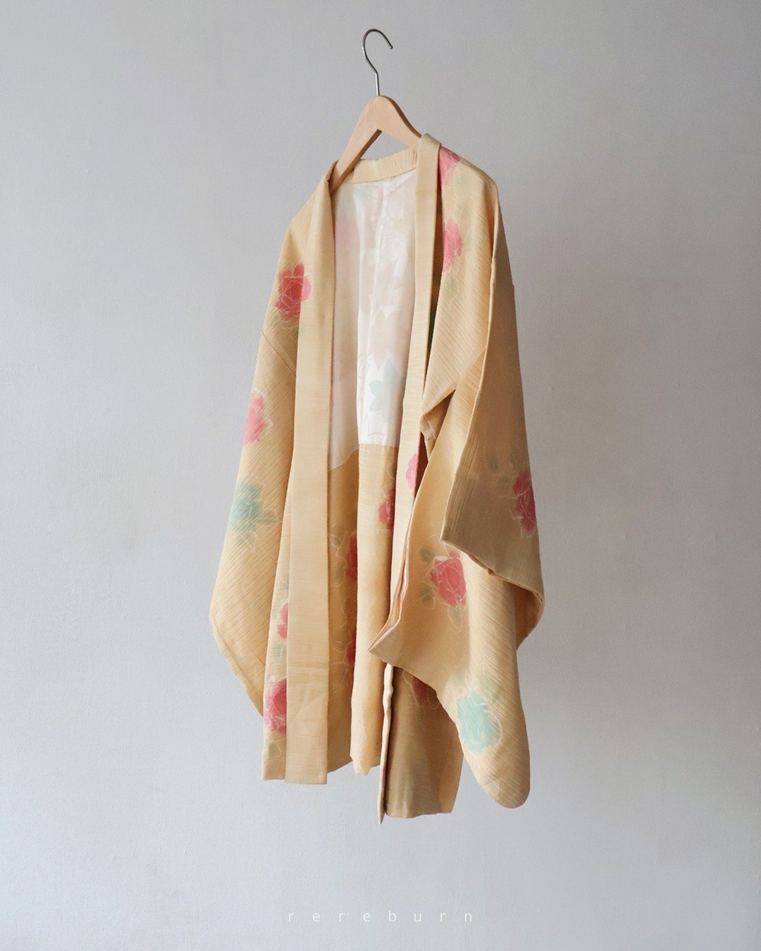 日本制和风印花黄色古着羽织和服外套 - 女装休闲/机能外套 - 聚酯纤维 黄色