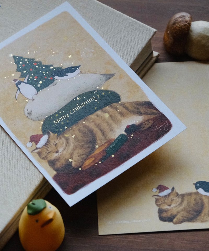 烫金圣诞卡 - 冬天圆润的动物们 - 卡片/明信片 - 纸 