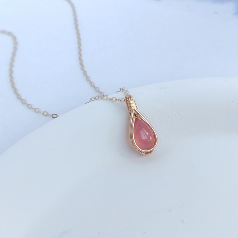 天然紅紋石項鍊 冰種紅紋石水滴吊墜 天然石14KGF項鍊墜 - 项链 - 半宝石 