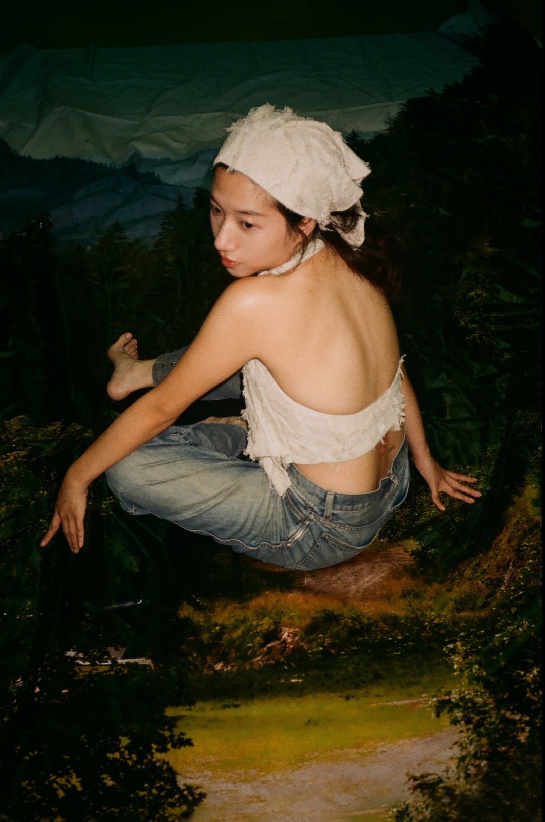 Lana 挂脖露背上衣 - 女装背心 - 棉 卡其色