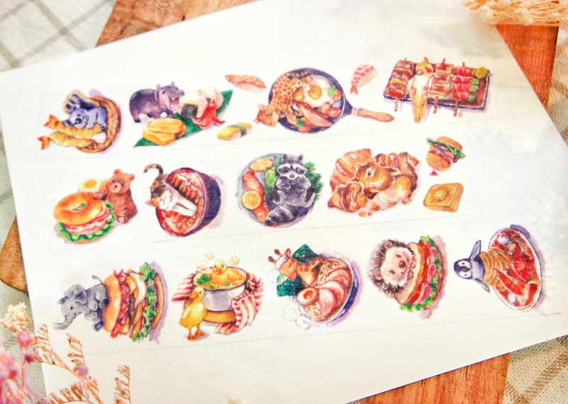 小动物食堂-3cm-纸胶带 - 纸胶带 - 纸 多色