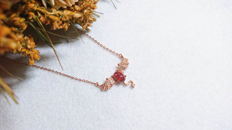 飞机耳 / 淑女系列 / 项链 /【甜蜜小恶魔】/ 镁铝榴石 / 925银 - 项链 - 宝石 