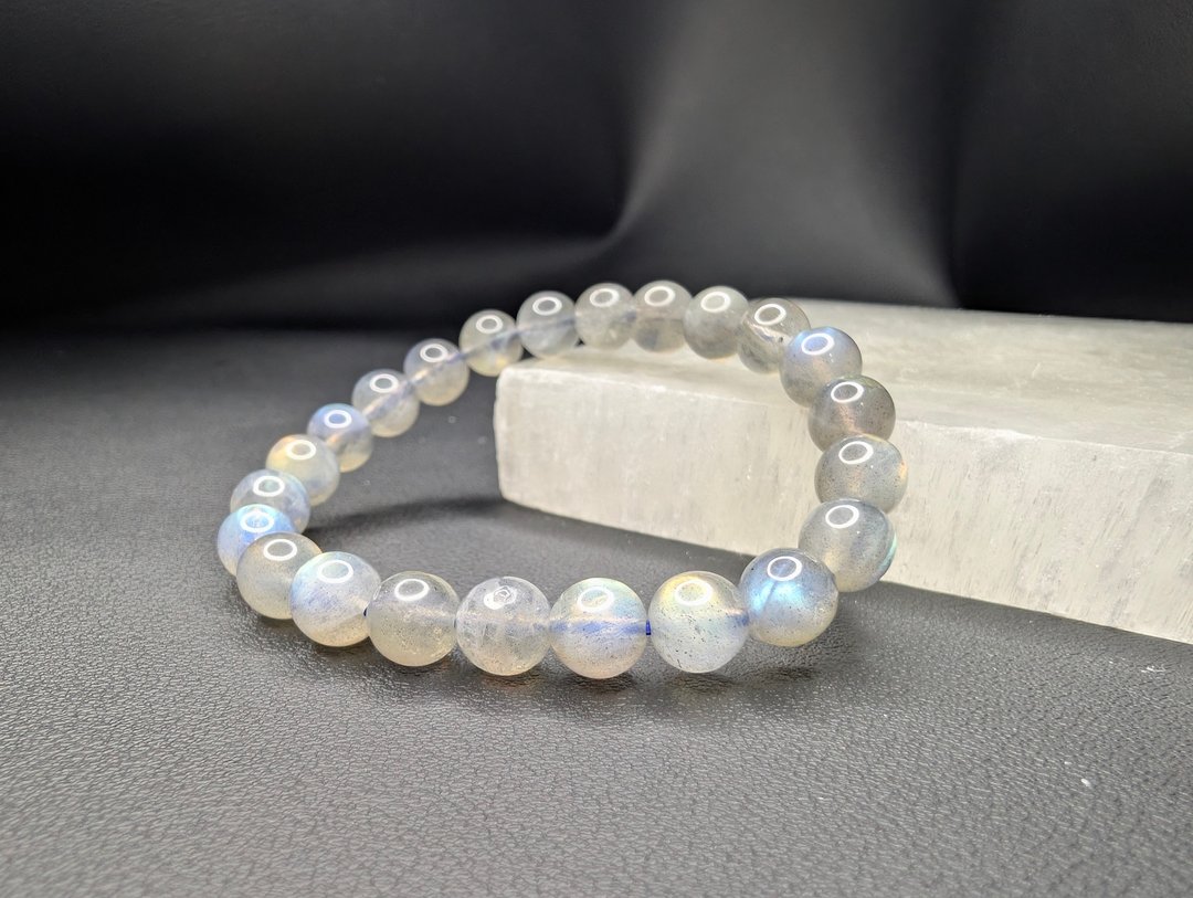 彩光 拉长石 灰月光石 8mm 手串 手链 天然水晶 水晶手链 - 手链/手环 - 水晶 