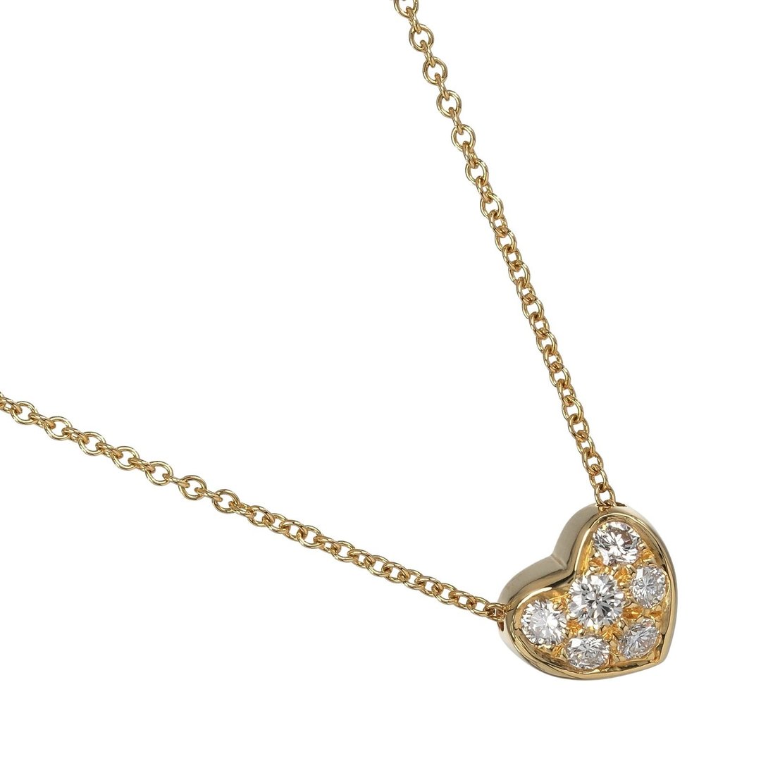 【日本直送】蒂芙尼 项链 密镶爱心 18K黄金 约2.6g TIFFANY&Co.【二手】A级 - 项链 - 贵金属 金色