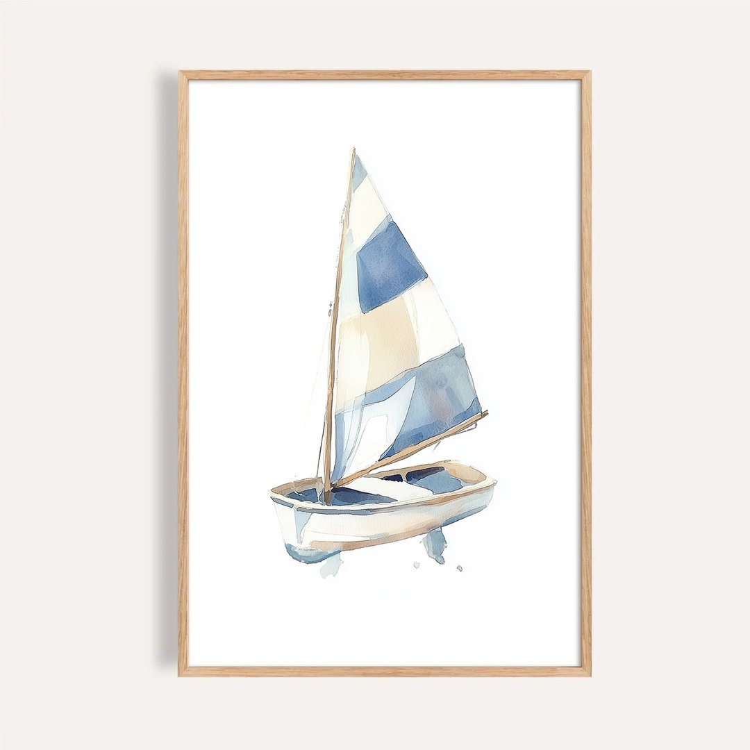 蓝白帆影的午后帆船 Afternoon Sail / 童话系列插画挂画 - 海报/装饰画/版画 - 纸 