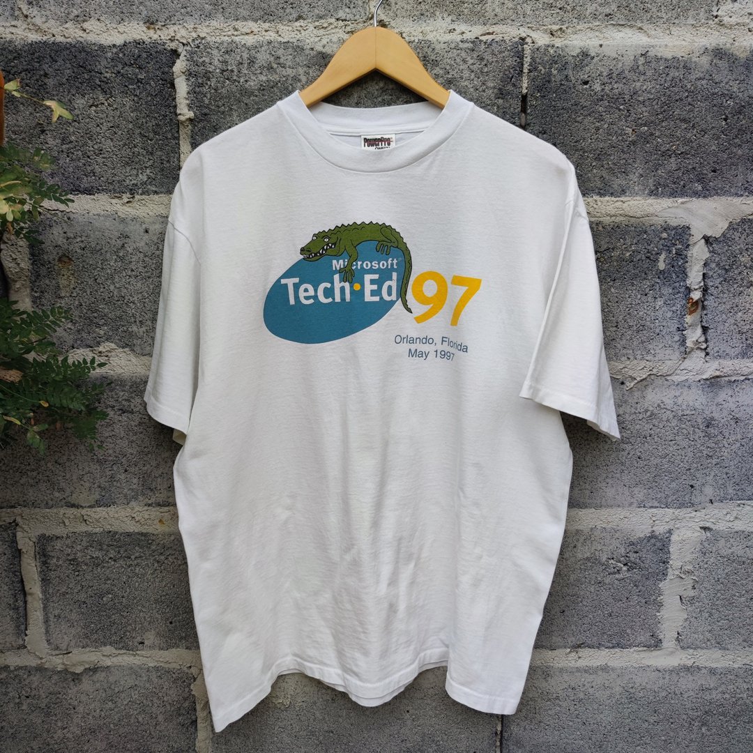 Vintage 90s Microsoft Tech Ed T- Shirt - 男装上衣/T 恤 - 棉 白色