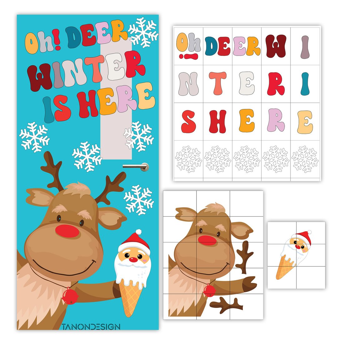 Christmas Classroom Door Decor, Decor Kit, Christmas Bulletin Board - 图文模板设计 - 其他材质 