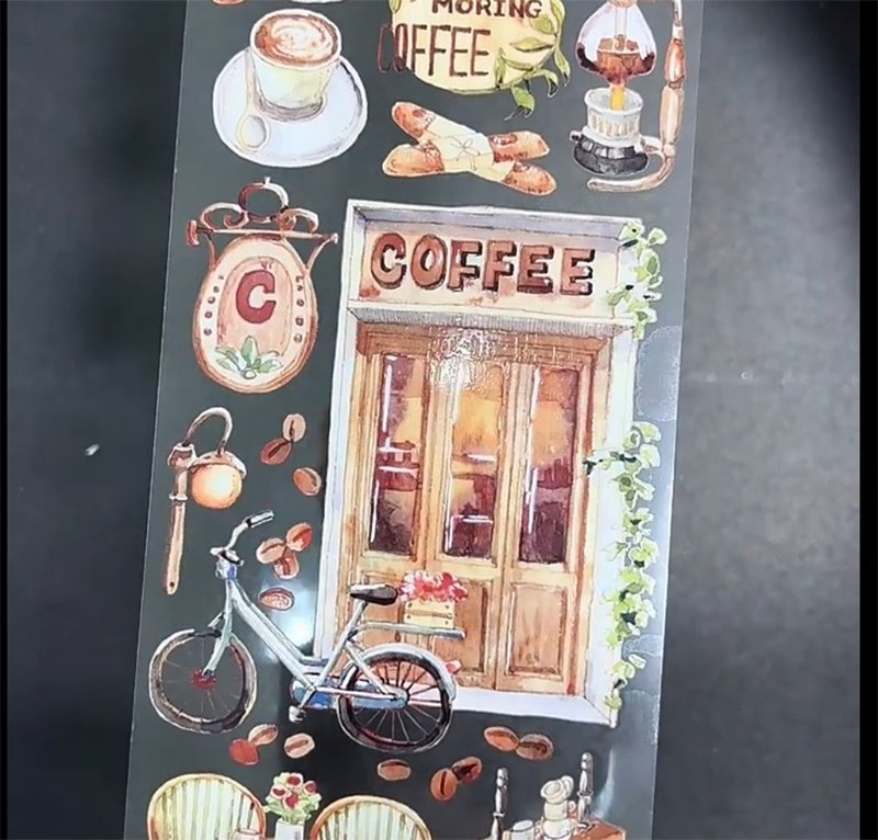 珈琲店 造景 PET 和纸胶带 - 纸胶带 - 纸 多色