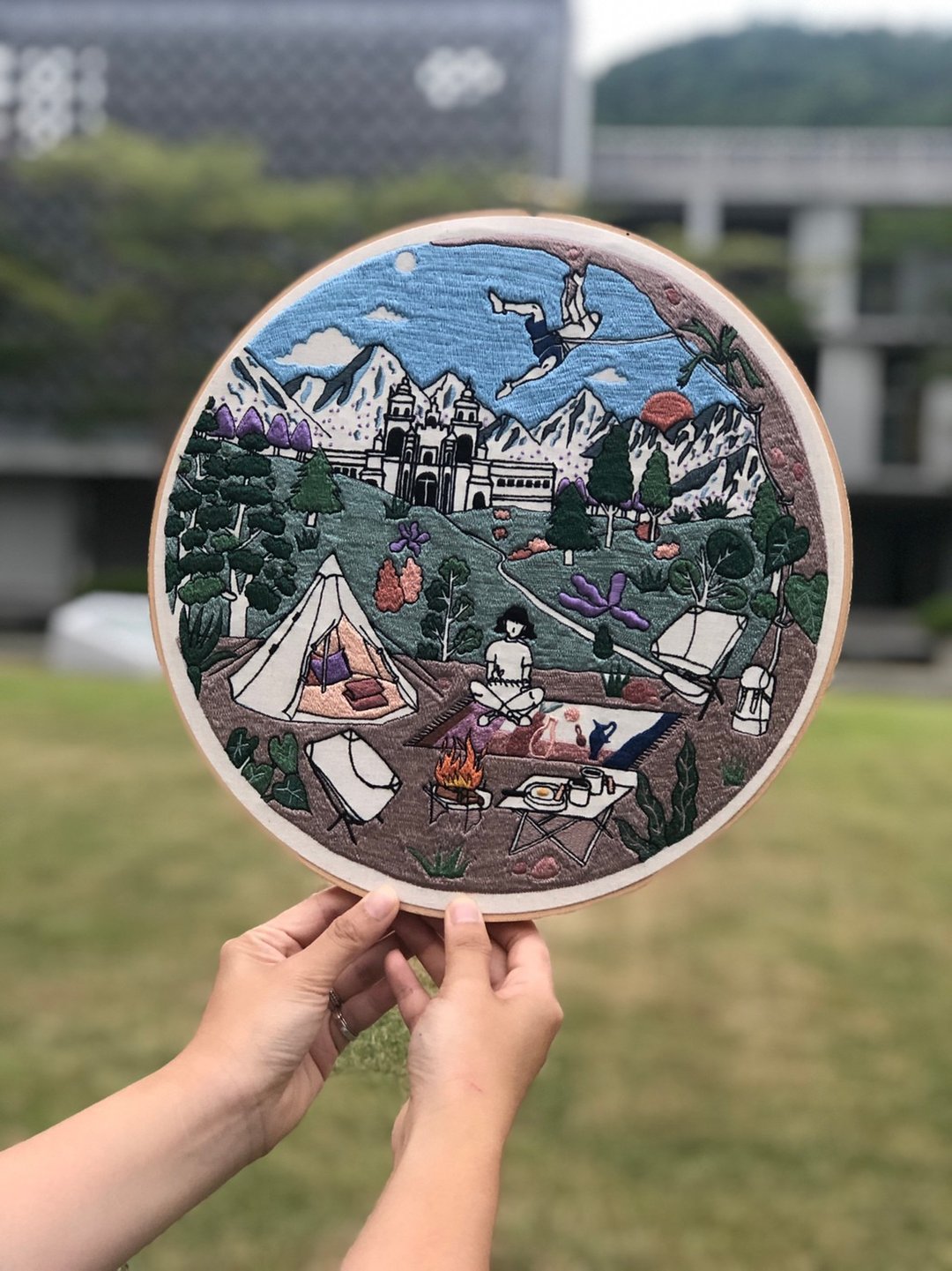 梦想朝圣之路-定制化刺绣30X30cm - 订制画像 - 棉 