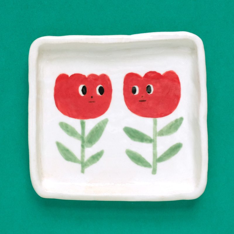 好邻居花朵浅盘 - 浅碟/小碟子 - 陶 红色