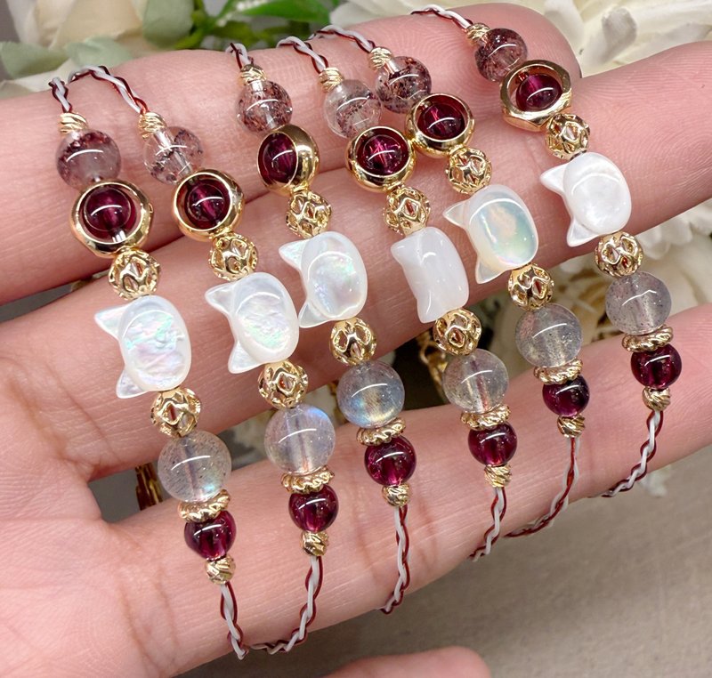 喵曜聚财 温柔守护 流光聚财 人缘吸引 邻手作 - 手链/手环 - 水晶 红色