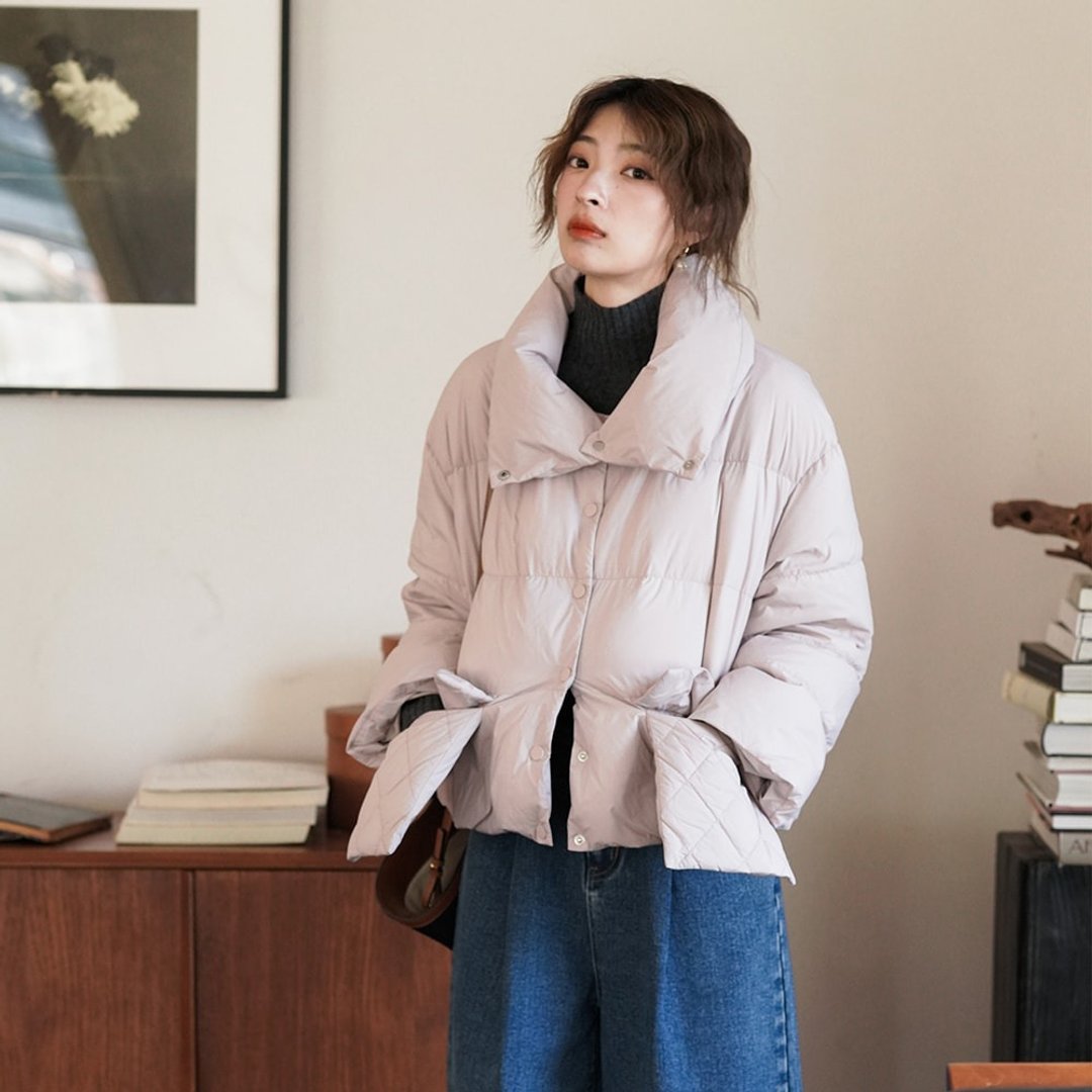 可拆卸立领鹅绒面包羽绒服|外套|两色|秋冬款|Sora-1058 - 女装休闲/机能外套 - 聚酯纤维 多色