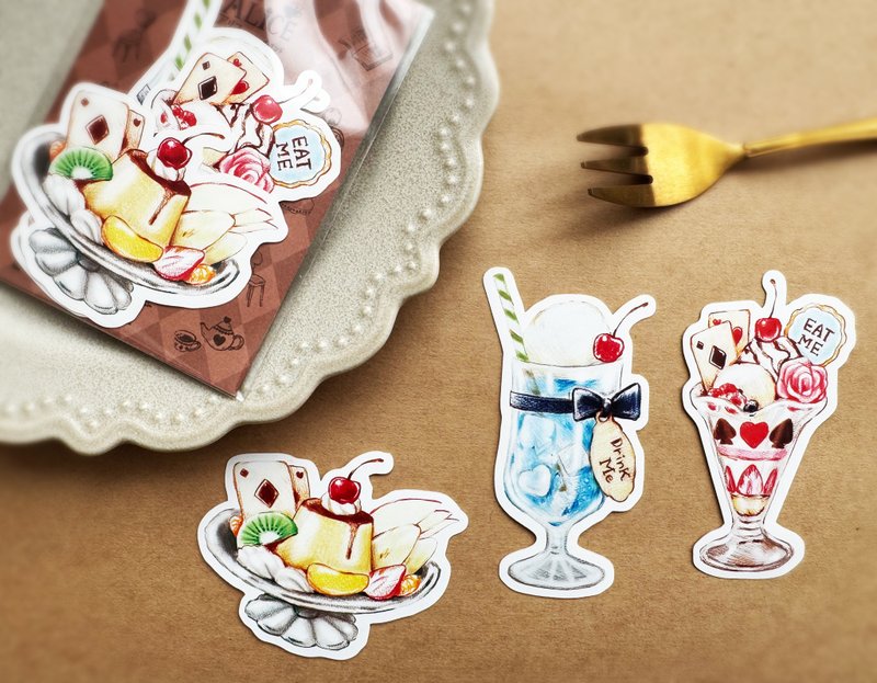 纯吃茶ALICE 大尺寸贴纸 纯吃茶组 - 贴纸 - 防水材质 多色