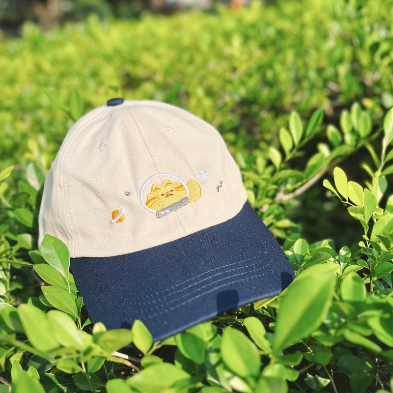 KILO拼色棒球帽 | 太空猫咪 - 帽子 - 绣线 蓝色