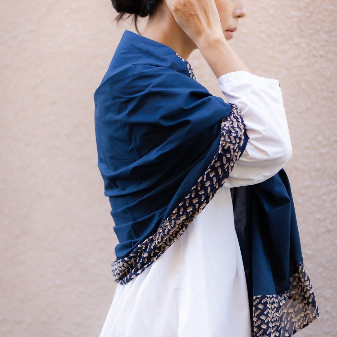 [Spring/Summer] Frame Stole / F - 围巾/披肩 - 棉．麻 蓝色